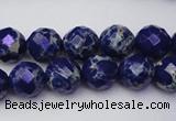 CDE2212 15.5 inches 10mm faceted round dyed sea sediment jasper beads