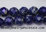 CDE2213 15.5 inches 12mm faceted round dyed sea sediment jasper beads