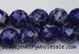 CDE2215 15.5 inches 16mm faceted round dyed sea sediment jasper beads