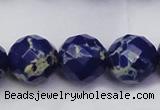 CDE2219 15.5 inches 24mm faceted round dyed sea sediment jasper beads