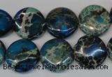 CDE232 15.5 inches 16mm flat round dyed sea sediment jasper beads