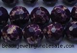 CDE2535 15.5 inches 14mm faceted round dyed sea sediment jasper beads