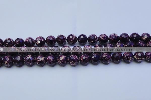 CDE2535 15.5 inches 14mm faceted round dyed sea sediment jasper beads