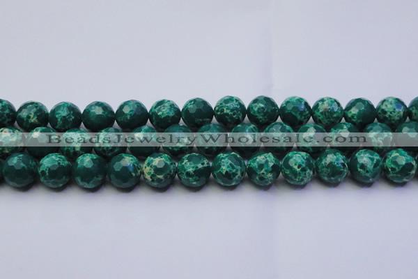 CDE2571 15.5 inches 14mm faceted round dyed sea sediment jasper beads