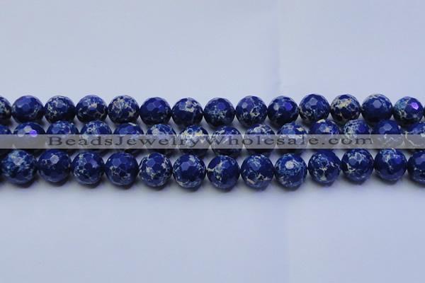 CDE2579 15.5 inches 14mm faceted round dyed sea sediment jasper beads