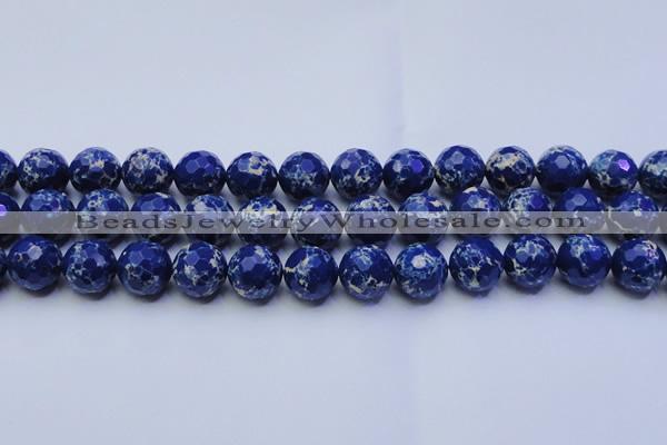 CDE2580 15.5 inches 16mm faceted round dyed sea sediment jasper beads