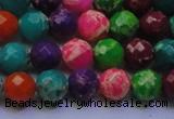 CDE2696 8mm faceted round mixed color sea sediment jasper beads