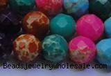 CDE2699 14mm faceted round mixed color sea sediment jasper beads