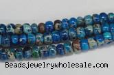 CDE274 15.5 inches 4*6mm rondelle dyed sea sediment jasper beads