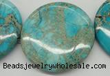 CDE353 15.5 inches 45mm flat round dyed sea sediment jasper beads