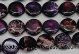 CDE398 15.5 inches 12mm flat round dyed sea sediment jasper beads