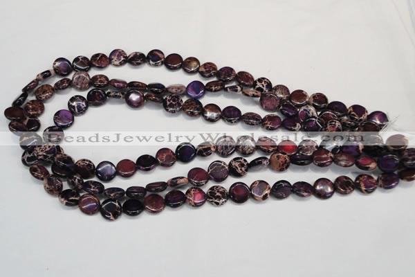 CDE405 15.5 inches 10mm flat round dyed sea sediment jasper beads