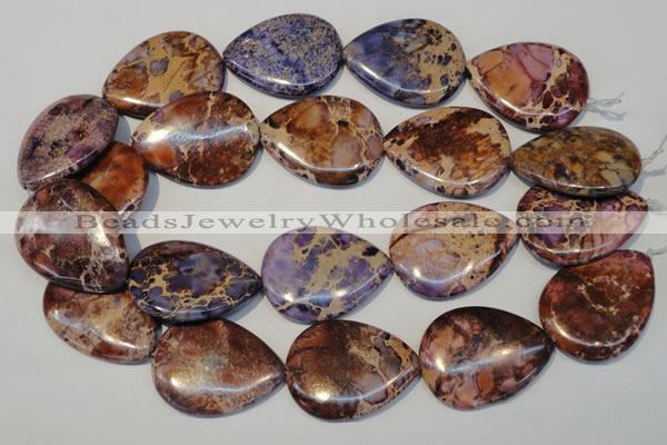 CDE461 15.5 inches 30*40mm flat teardrop dyed sea sediment jasper beads