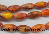 CDE510 15.5 inches 8*16mm rice dyed sea sediment jasper beads