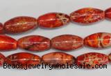 CDE512 15.5 inches 8*16mm rice dyed sea sediment jasper beads