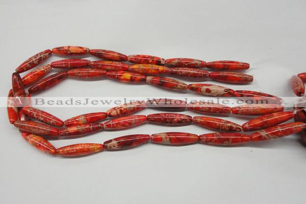 CDE513 15.5 inches 8*31mm rice dyed sea sediment jasper beads