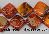 CDE545 15.5 inches 14*14mm diamond dyed sea sediment jasper beads