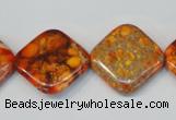 CDE547 15.5 inches 20*20mm diamond dyed sea sediment jasper beads