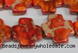 CDE563 15.5 inches 20*20mm cross dyed sea sediment jasper beads