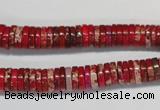 CDE601 15.5 inches 2*8mm heishi dyed sea sediment jasper beads