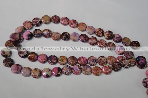 CDE706 15.5 inches 14mm flat round dyed sea sediment jasper beads