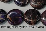 CDE707 15.5 inches 20mm flat round dyed sea sediment jasper beads