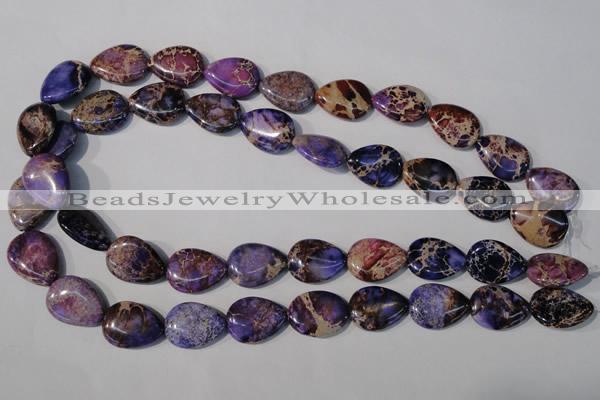 CDE714 15.5 inches 15*20mm flat teardrop dyed sea sediment jasper beads