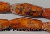 CDE745 15.5 inches 13*42mm faceted rice dyed sea sediment jasper beads