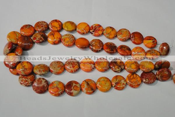 CDE757 15.5 inches 18mm flat round dyed sea sediment jasper beads