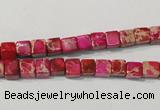 CDE780 15.5 inches 5*5mm cube dyed sea sediment jasper beads