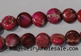 CDE785 15.5 inches 10mm flat round dyed sea sediment jasper beads