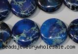 CDE908 15.5 inches 20mm flat round dyed sea sediment jasper beads