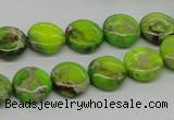 CDE91 15.5 inches 12mm flat round dyed sea sediment jasper beads