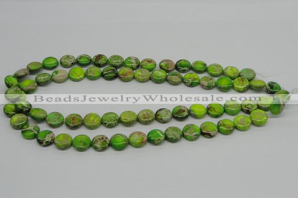 CDE91 15.5 inches 12mm flat round dyed sea sediment jasper beads