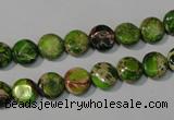 CDE935 15.5 inches 8mm flat round dyed sea sediment jasper beads