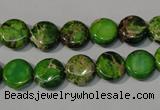 CDE936 15.5 inches 10mm flat round dyed sea sediment jasper beads