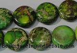 CDE937 15.5 inches 16mm flat round dyed sea sediment jasper beads