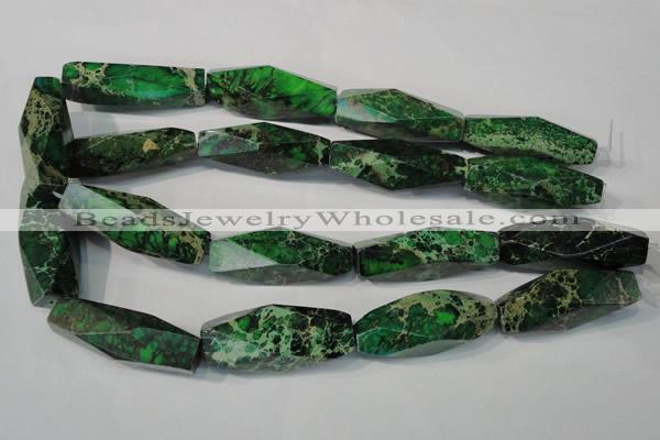 CDE965 15.5 inches 15*45mm faceted rice dyed sea sediment jasper beads