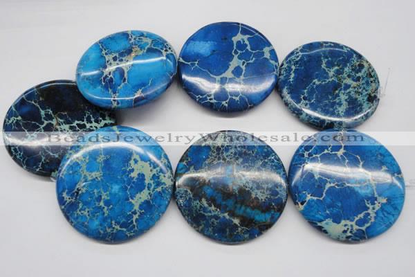 CDI312 15.5 inches 55mm flat round dyed imperial jasper beads