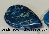 CDI345 Top-drilled 30*50mm flat teardrop dyed imperial jasper beads