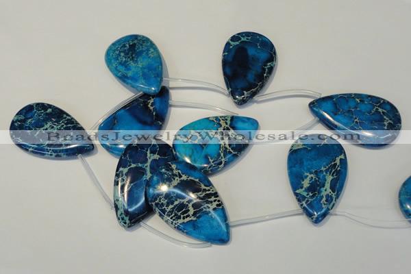 CDI345 Top-drilled 30*50mm flat teardrop dyed imperial jasper beads