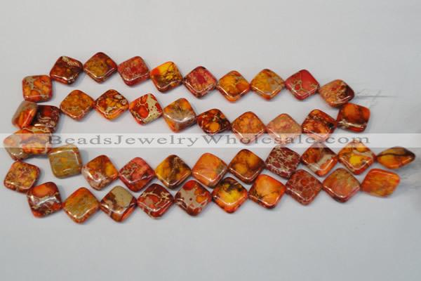 CDI545 15.5 inches 14*14mm diamond dyed imperial jasper beads