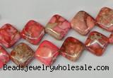 CDI568 15.5 inches 10*10mm diamond dyed imperial jasper beads