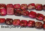 CDI620 15.5 inches 10*10mm square dyed imperial jasper beads