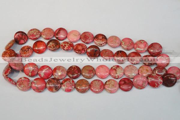 CDI655 15.5 inches 16mm flat round dyed imperial jasper beads