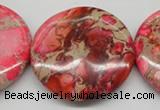 CDI661 15.5 inches 40mm flat round dyed imperial jasper beads