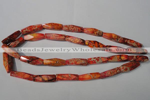 CDI744 15.5 inches 8*30mm faceted rice dyed imperial jasper beads