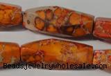 CDI745 15.5 inches 13*42mm faceted rice dyed imperial jasper beads