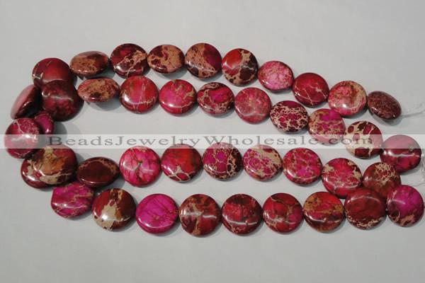 CDI787 15.5 inches 20mm flat round dyed imperial jasper beads