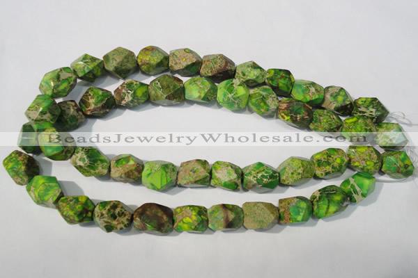 CDI932 15.5 inches 13*17mm faceted nuggets dyed imperial jasper beads